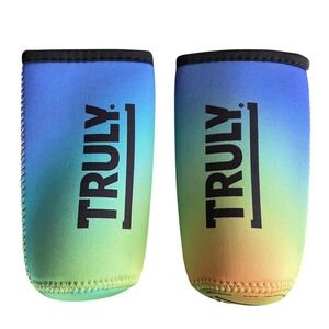 Set of 2 Truly Hard Seltzer Slim Can‎ Koozie Pair Ombre Gradient Neoprene Sleeve